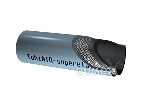 Tlaková hadice na vodu a vzduch TUBI AIR SUPERELASTIC, 6/12mm, 16bar, PVC/PVC, -5°C/+60°C, šedá
